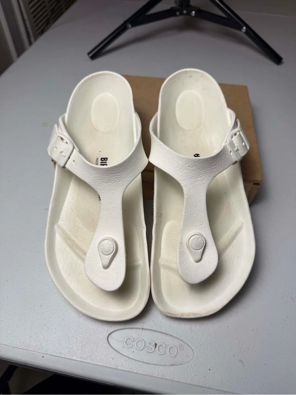 Birkenstock White EVA Thong Sandals with Adjustable Buckle - Picture 6 of 12